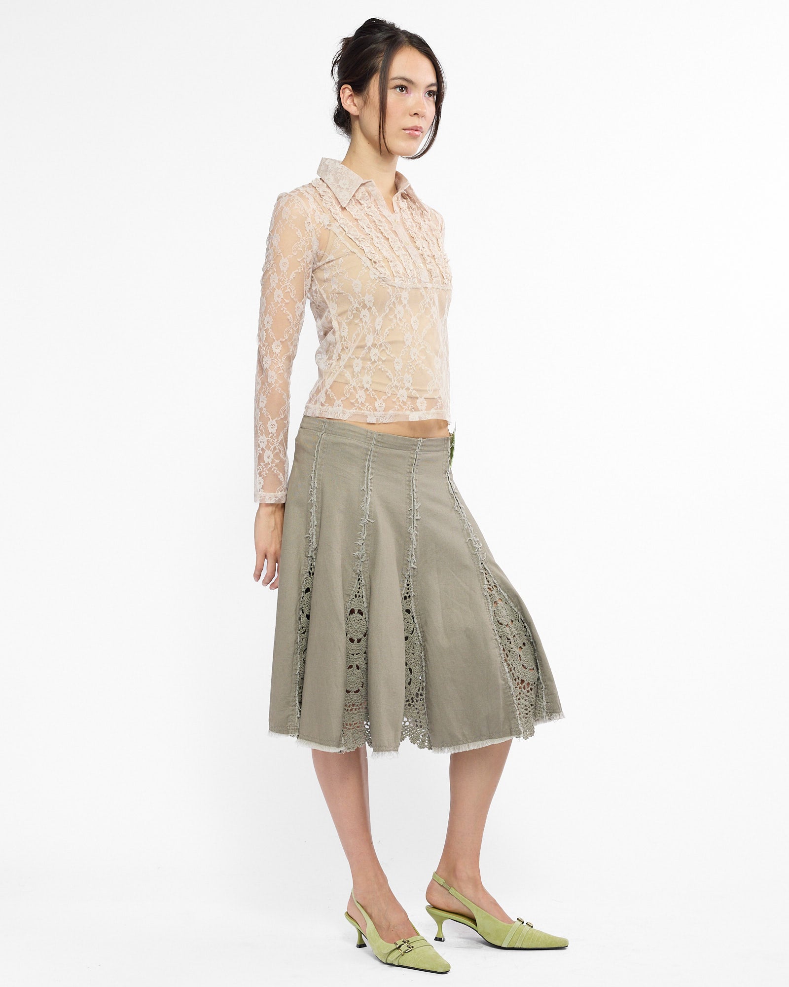 Sheer Lace Blouse - Beige