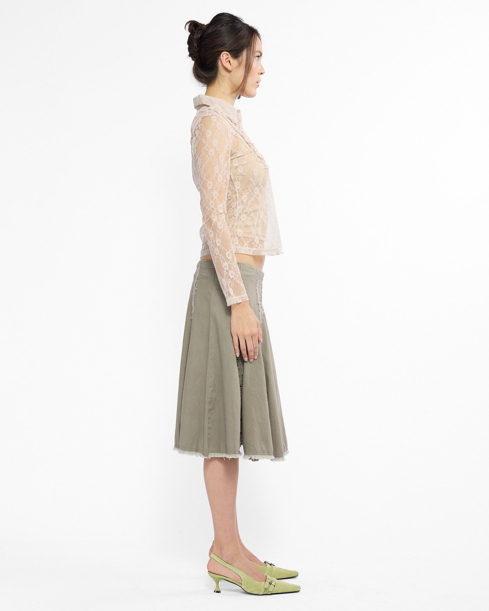 Sheer Lace Blouse - Beige