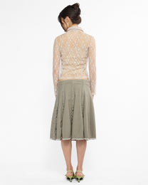 Sheer Lace Blouse - Beige