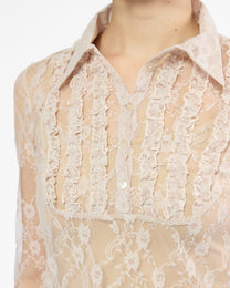 Sheer Lace Blouse - Beige