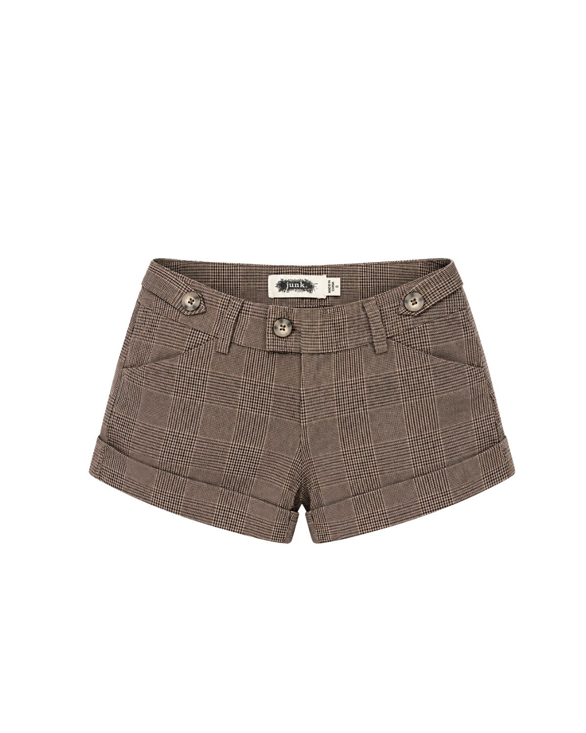 Plaid Cuffed Cotton Mini Short