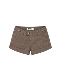 Plaid Cuffed Cotton Mini Short