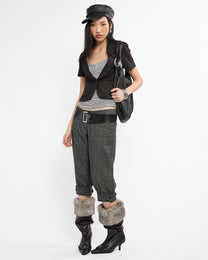 Short Puff Sleeve Panelled Blazer Top