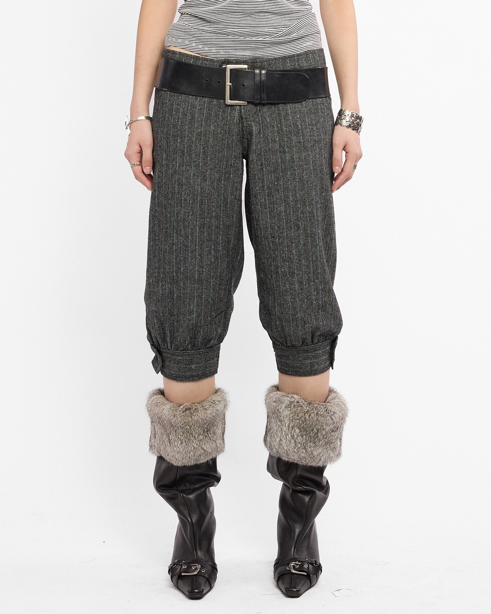 Wool Pinstripe Cuffed Capri