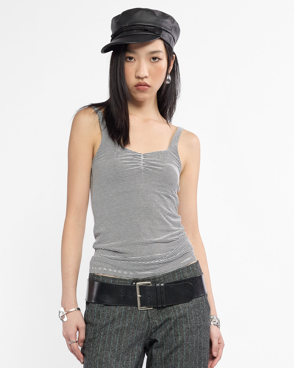 Skinny Stripe Cami Top - Navy