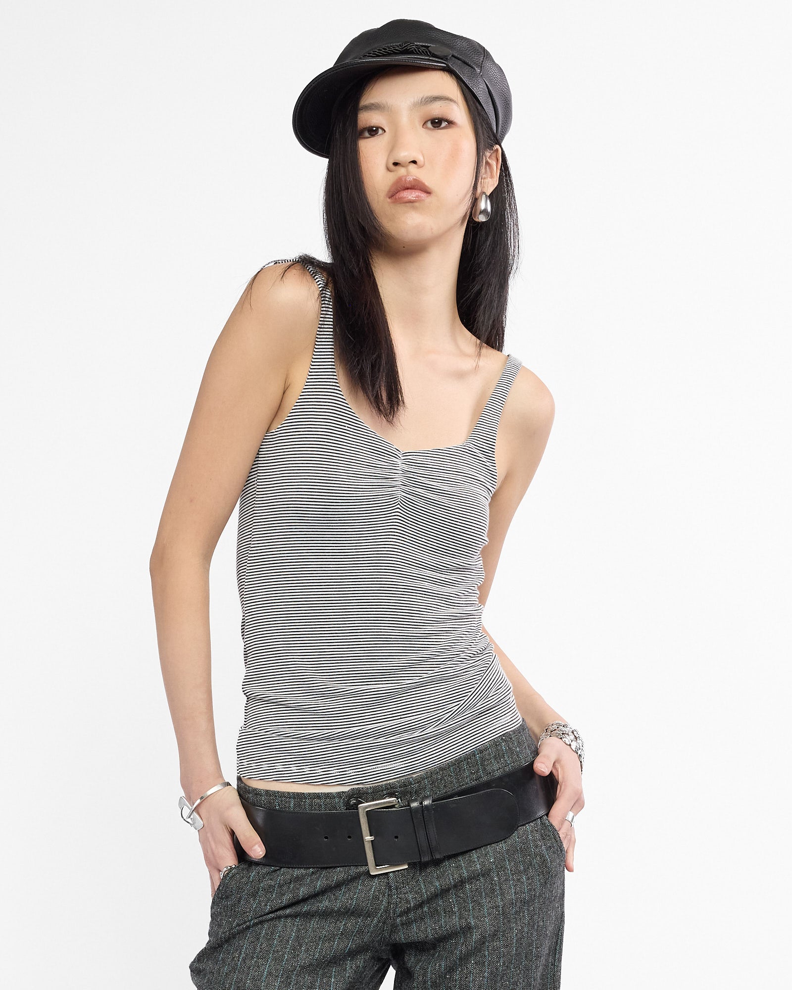 Skinny Stripe Cami Top - Navy