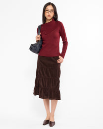 Asymmetric Button Collar Sweater