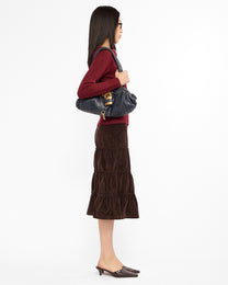 Tiered Corduroy Midi Skirt - Chocolate