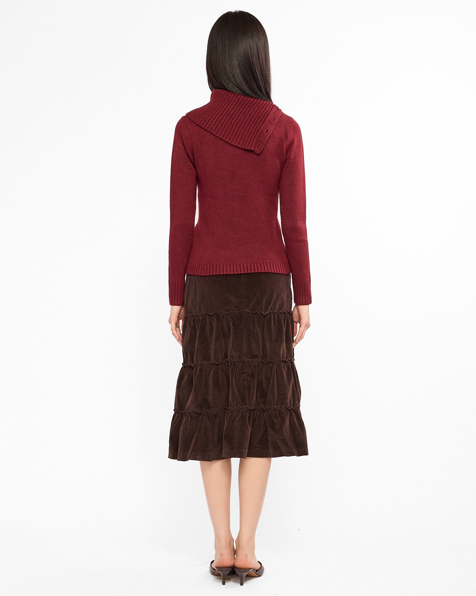 Asymmetric Button Collar Sweater