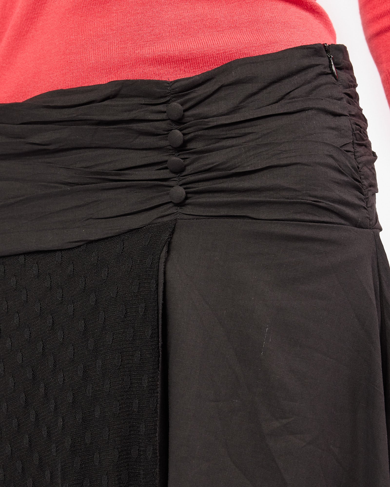 Asymmetric Polka Lace Midi Skirt