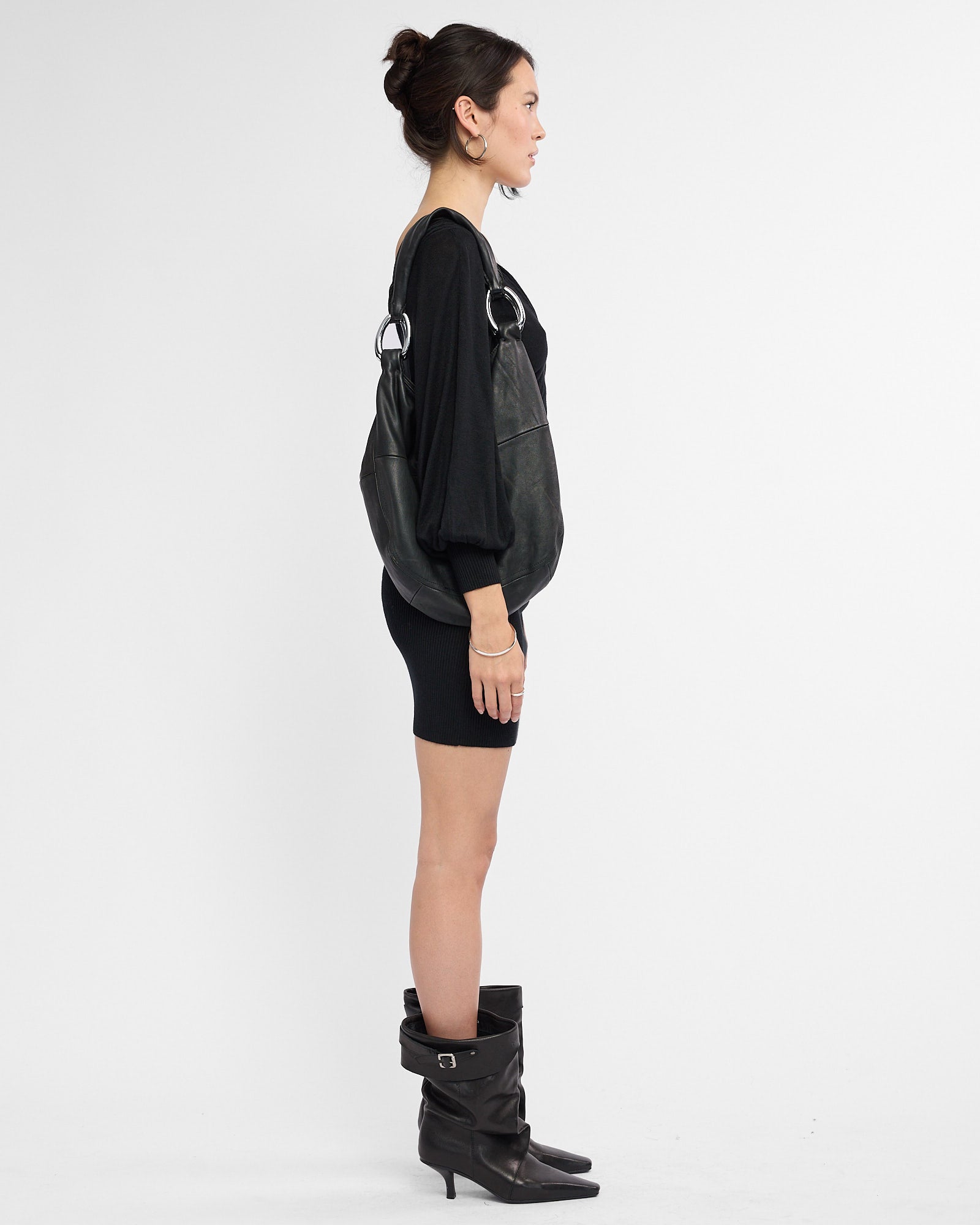 Viscose Knit Batwing Mini Dress - Black