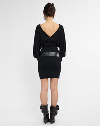 Viscose Knit Batwing Mini Dress - Black
