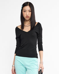 Deep V Rayon Knit Top
