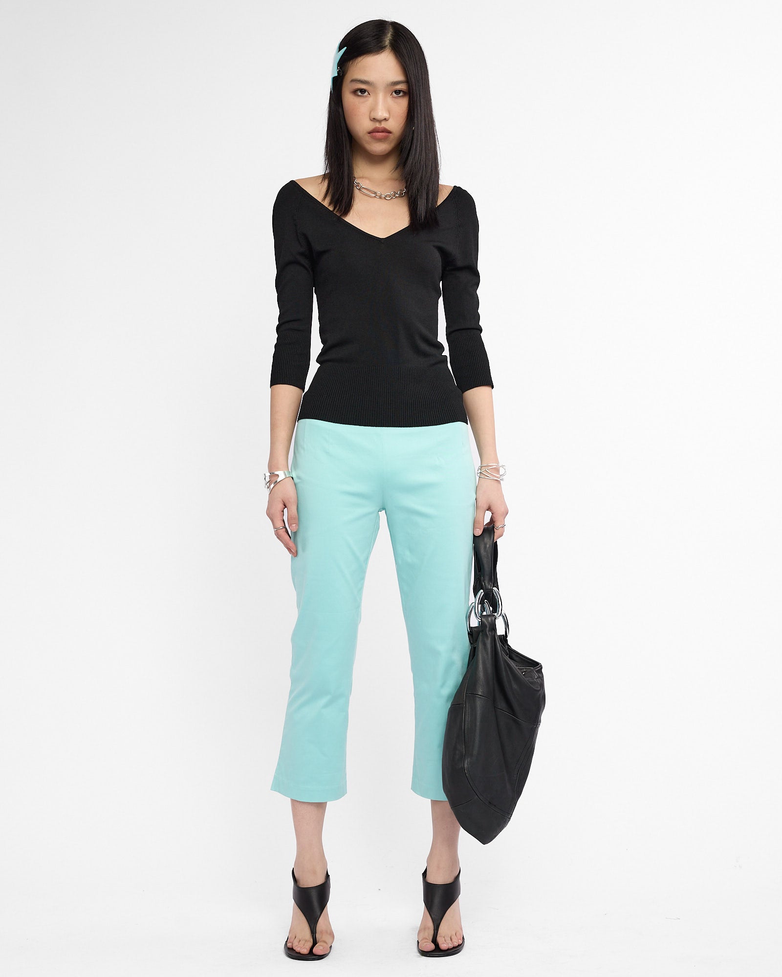 Tailored Stretch Cotton Flared Capri
