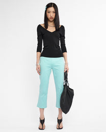 Tailored Stretch Cotton Flared Capri
