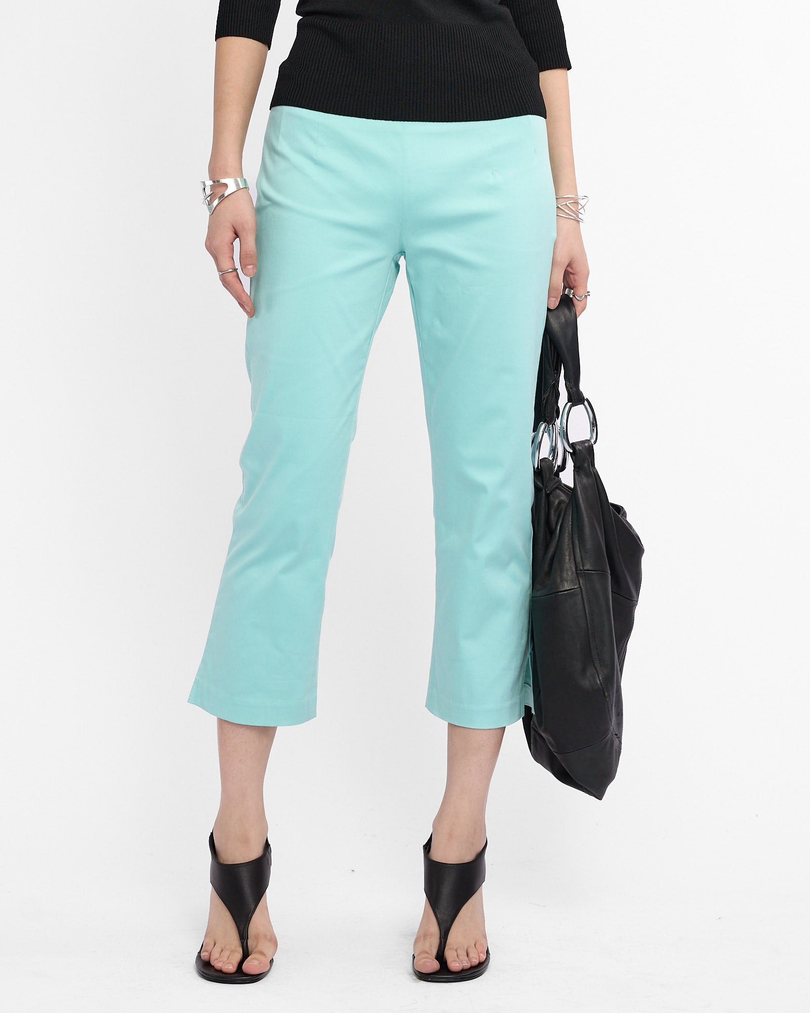 Tailored Stretch Cotton Flared Capri