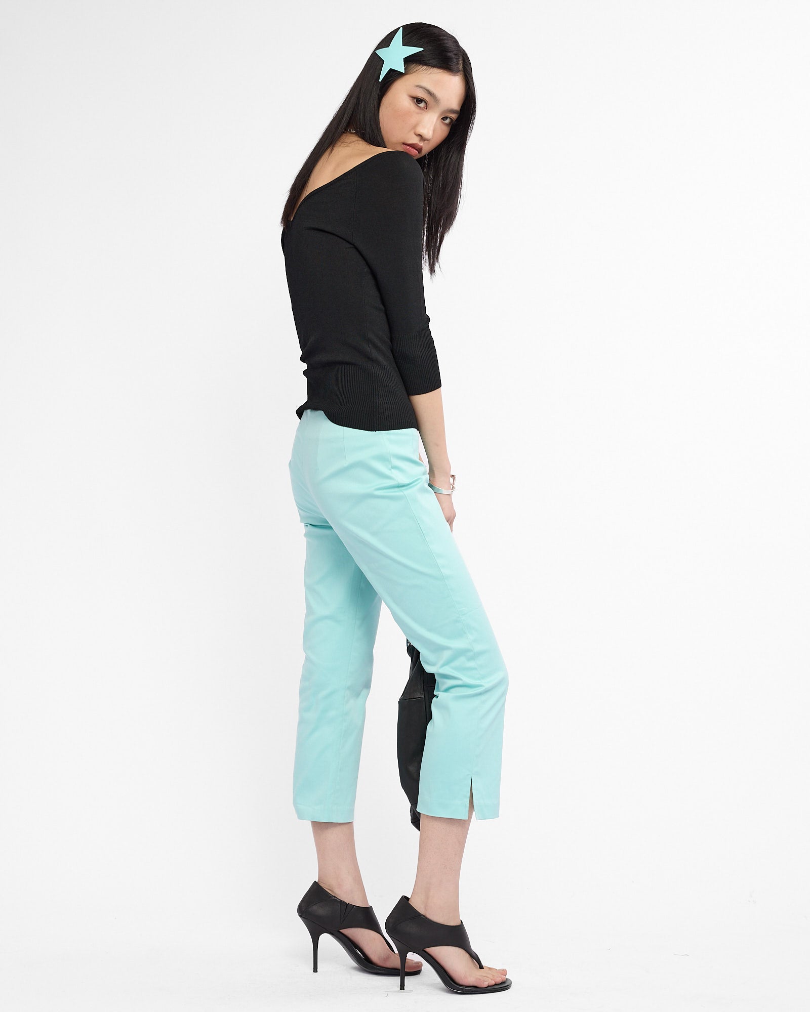 Tailored Stretch Cotton Flared Capri