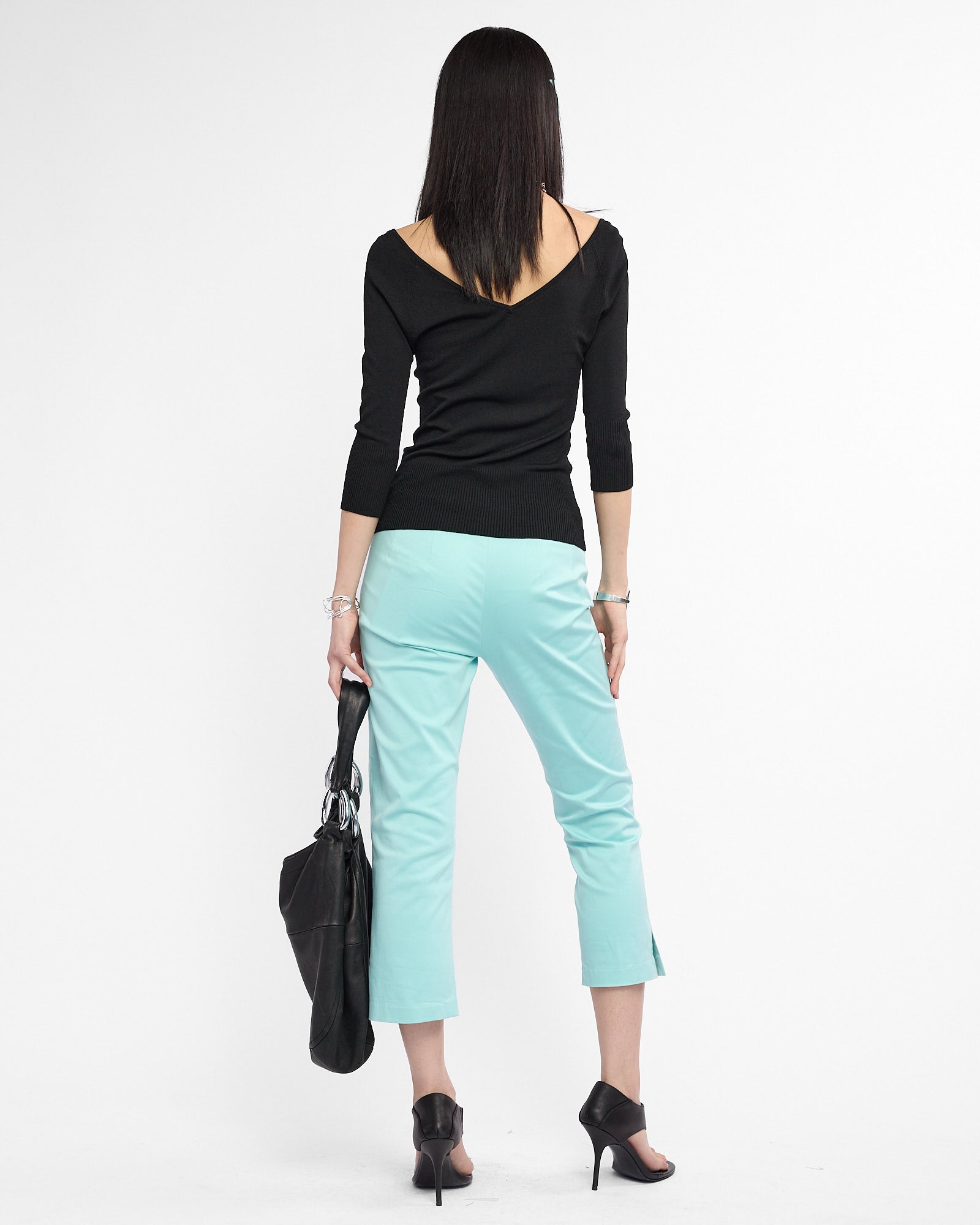 Tailored Stretch Cotton Flared Capri