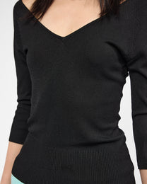 Deep V Rayon Knit Top