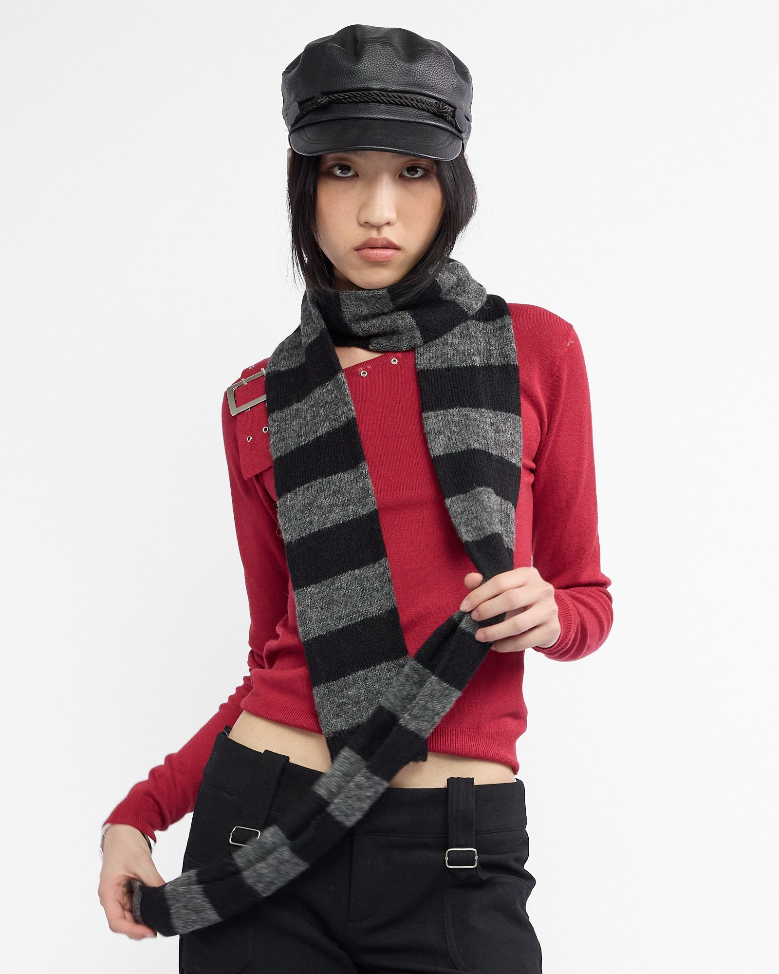 Buckled Rayon Knit Sweater