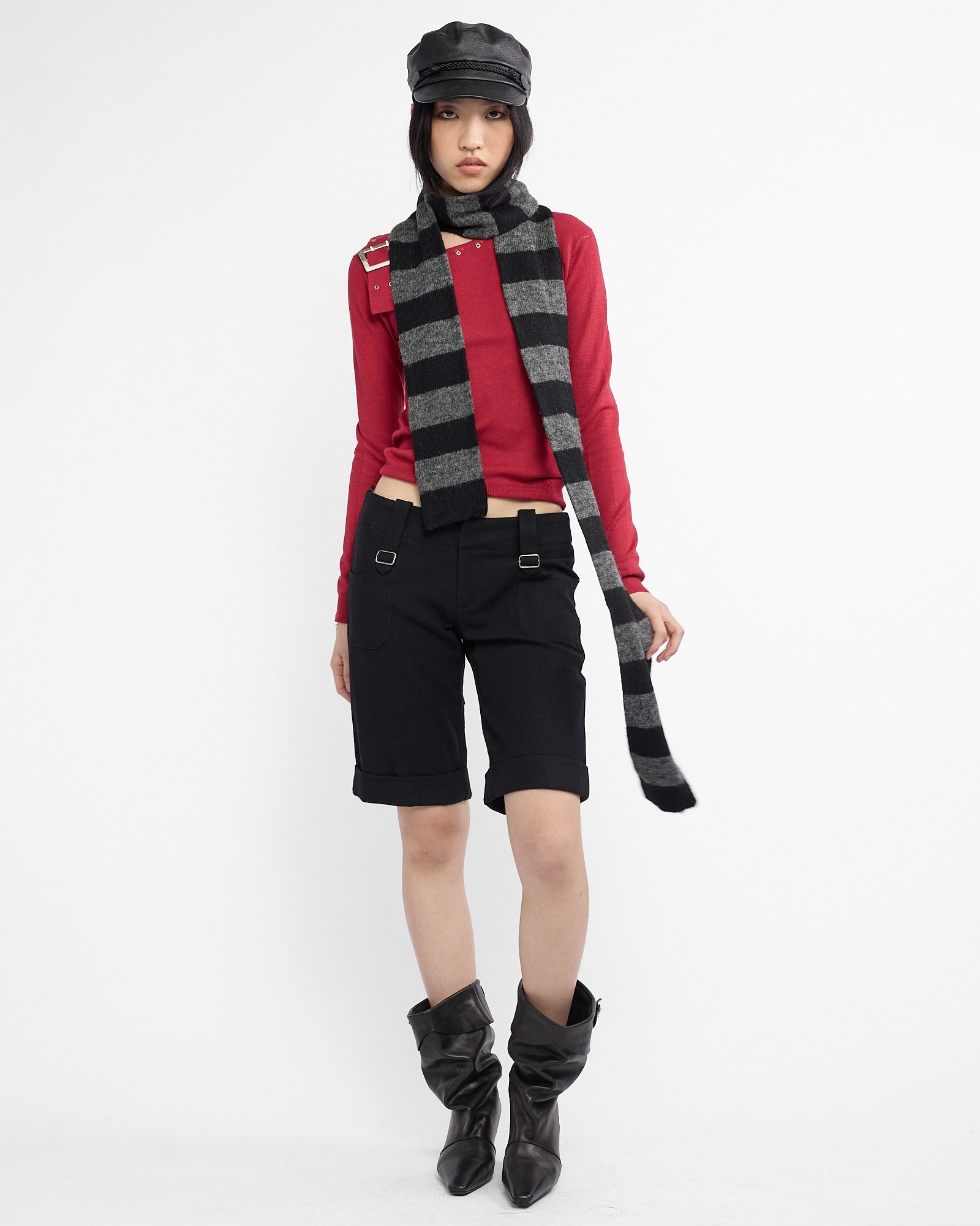 Buckled Rayon Knit Sweater