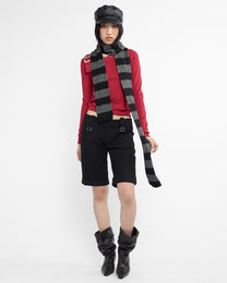 Buckled Rayon Knit Sweater