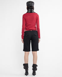 Buckled Rayon Knit Sweater