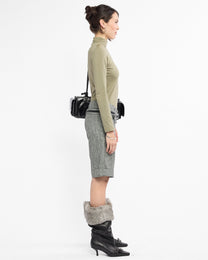 Herringbone Belted Wool Short
