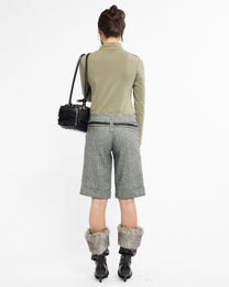 Herringbone Belted Wool Short