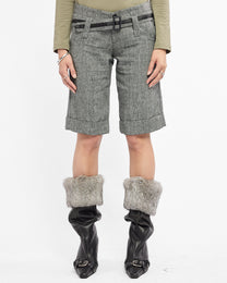 Herringbone Belted Wool Short