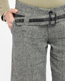 Herringbone Belted Wool Short