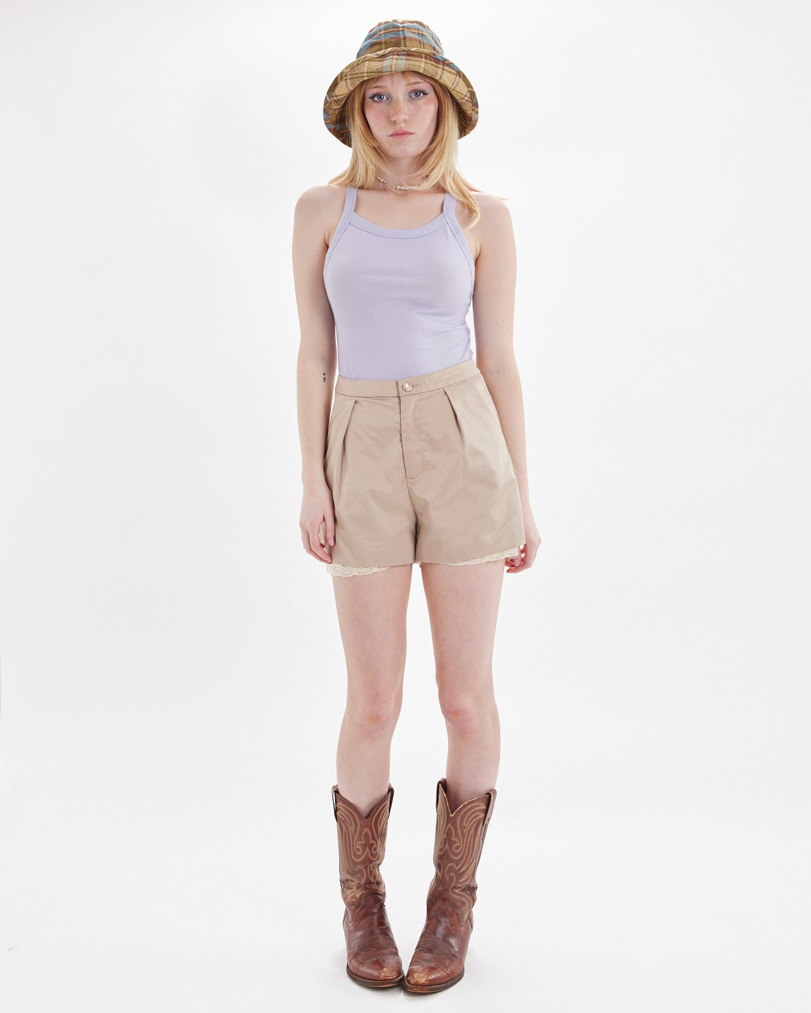 High-Waisted Lace Trim Shorts