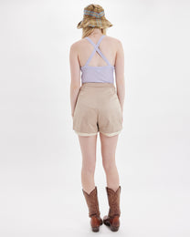 High-Waisted Lace Trim Shorts