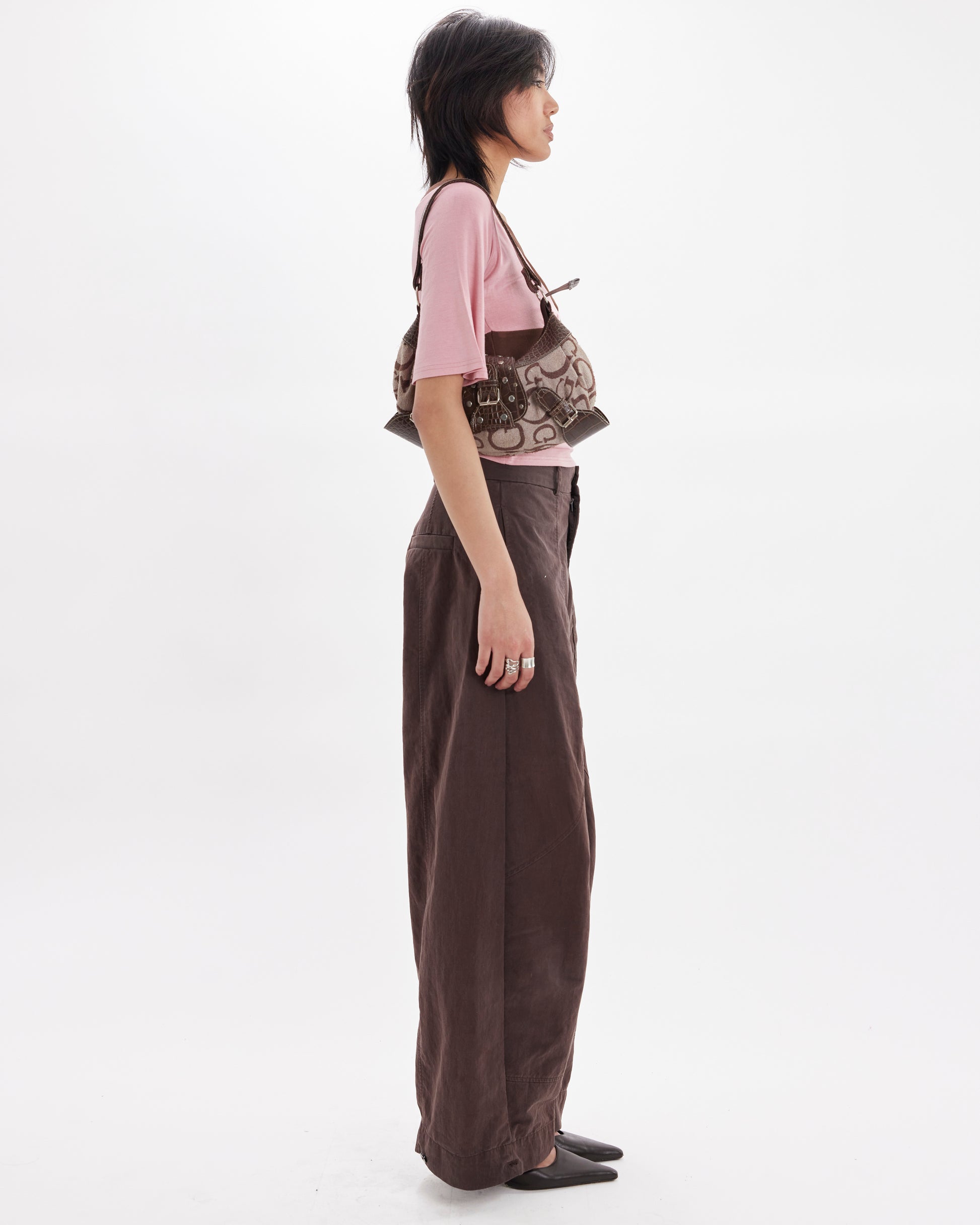 Contrast Flare Sleeve Jersey Top - Pink