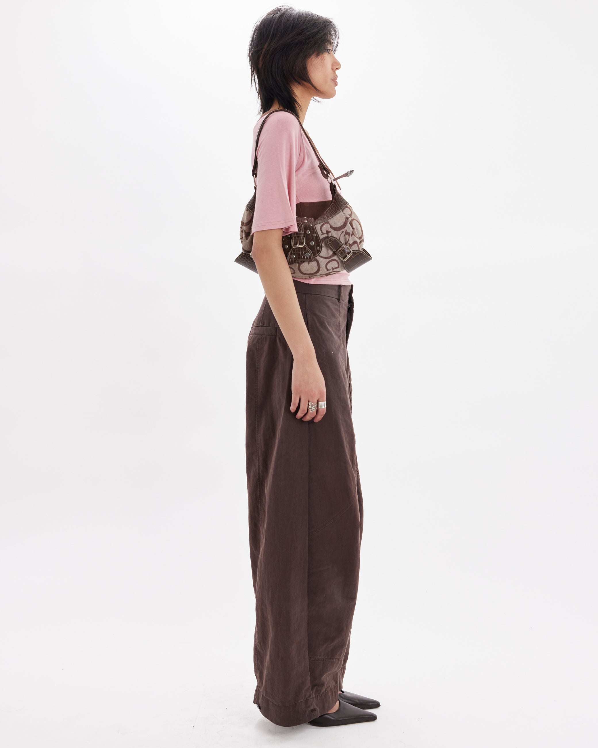 Contrast Flare Sleeve Jersey Top - Pink