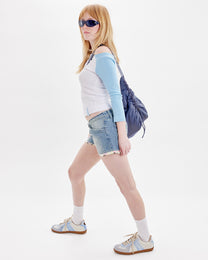 Sporty Contrast Jersey Top - Sky Blue