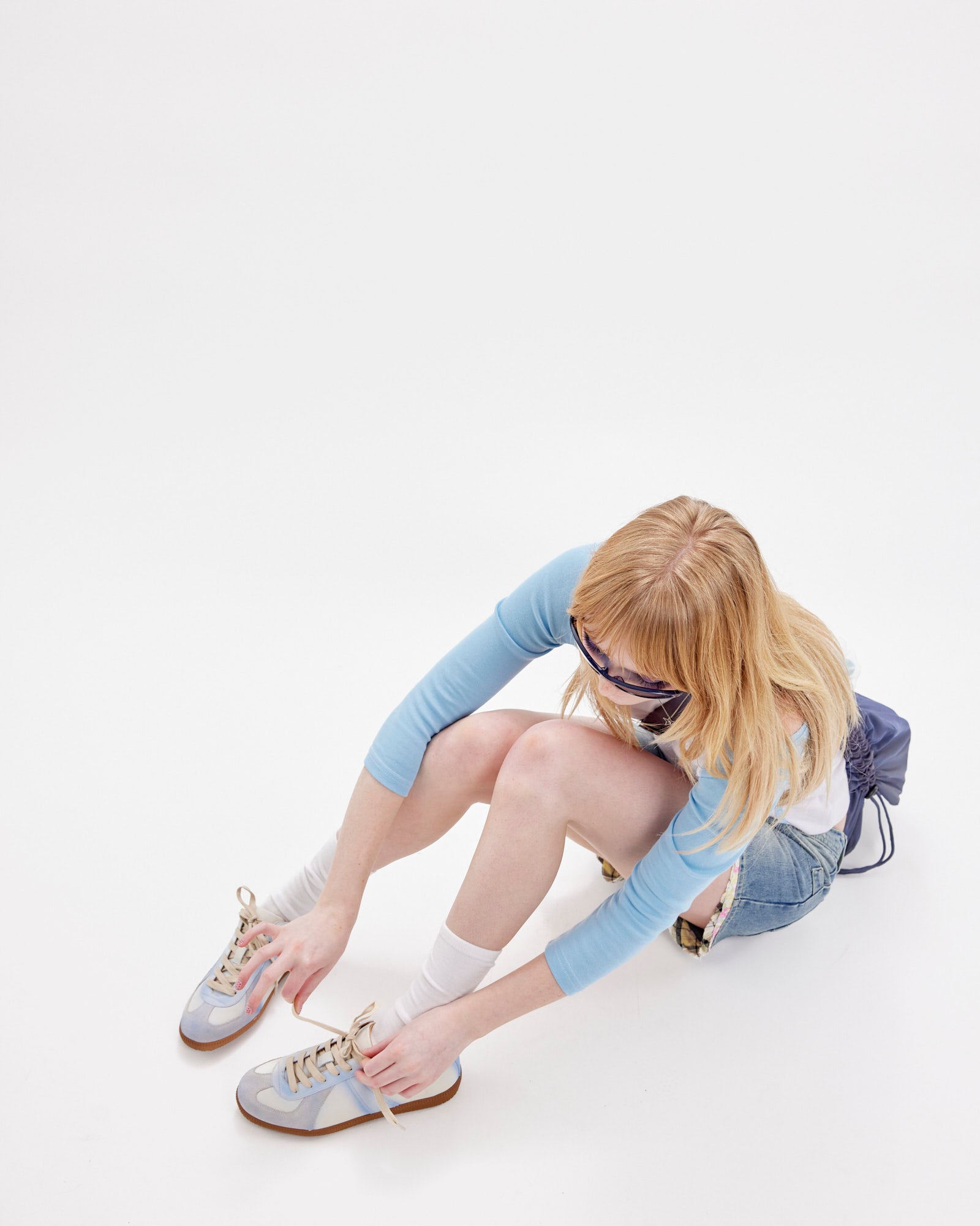 Sporty Contrast Jersey Top - Sky Blue