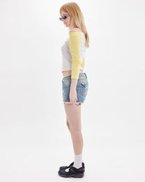 Sporty Contrast Jersey Top - Butter Yellow