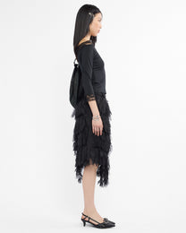 Ruffled Tulle Midi Skirt