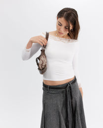 3/4 Sleeve Lace Detail Top