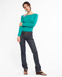 Boat Neck Long Sleeve Raglan - Jade