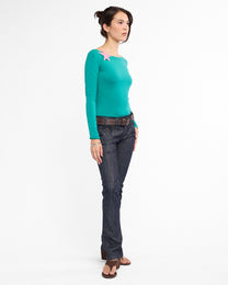 Boat Neck Long Sleeve Raglan - Jade