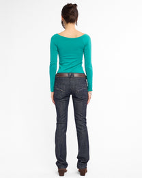 Boat Neck Long Sleeve Raglan - Jade
