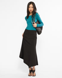 Boat Neck Long Sleeve Raglan - Turquoise