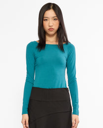 Boat Neck Long Sleeve Raglan - Turquoise