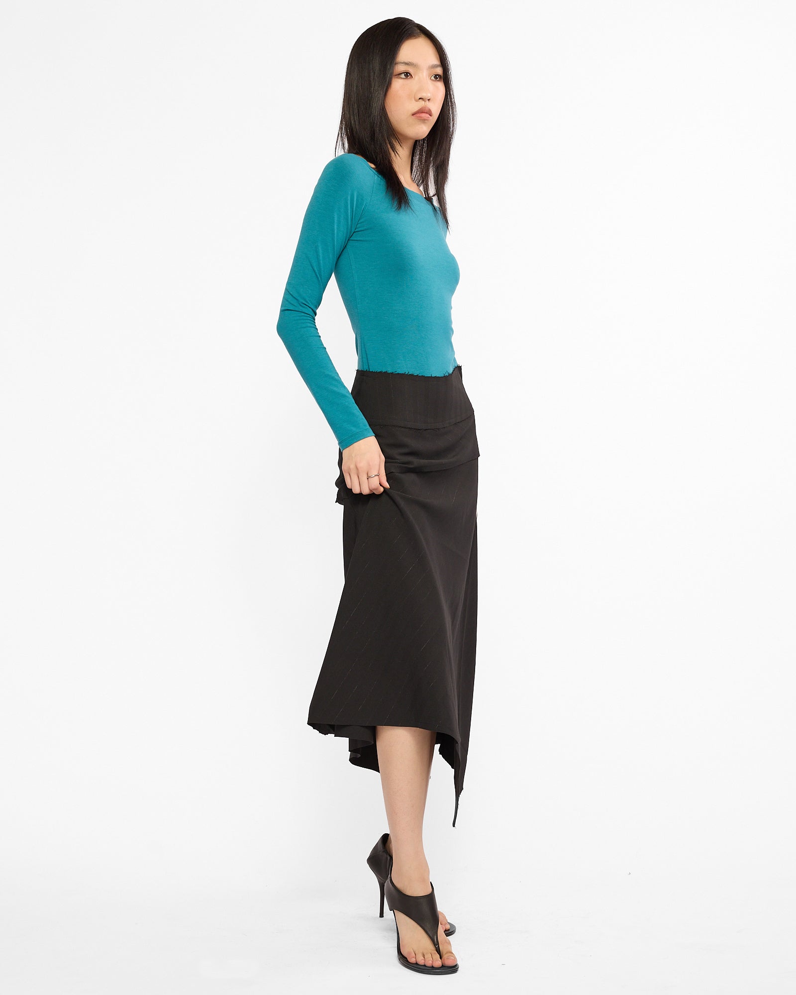 Boat Neck Long Sleeve Raglan - Turquoise