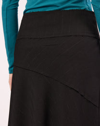 Raw Hem Asymmetric Midi Skirt