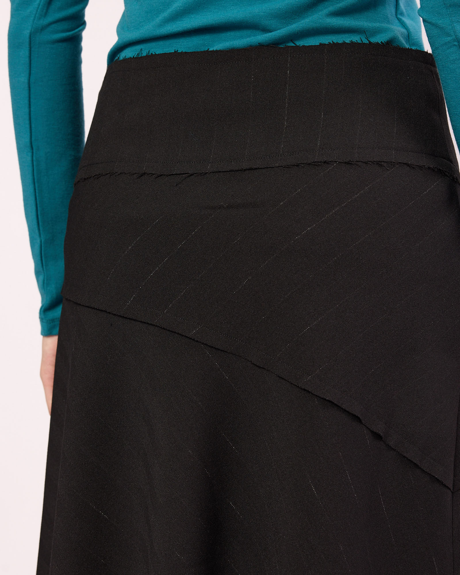 Raw Hem Asymmetric Midi Skirt