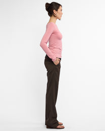 Boat Neck Long Sleeve Raglan - Rose