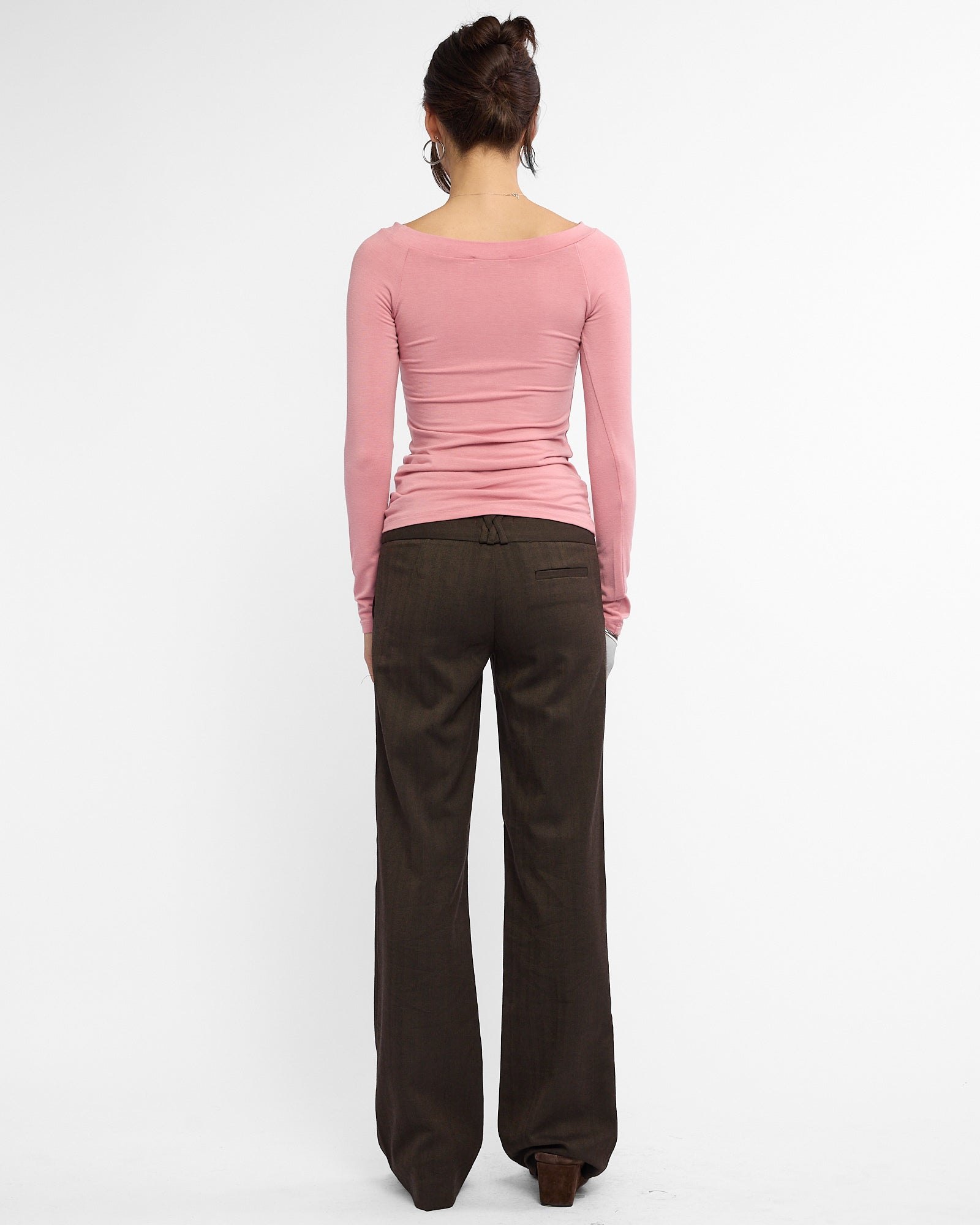 Boat Neck Long Sleeve Raglan - Rose